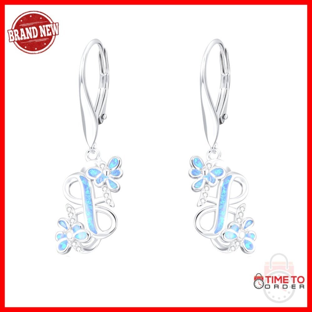 Sterling Silver Dragonfly Dangle Earrings with Opal Heart Drop